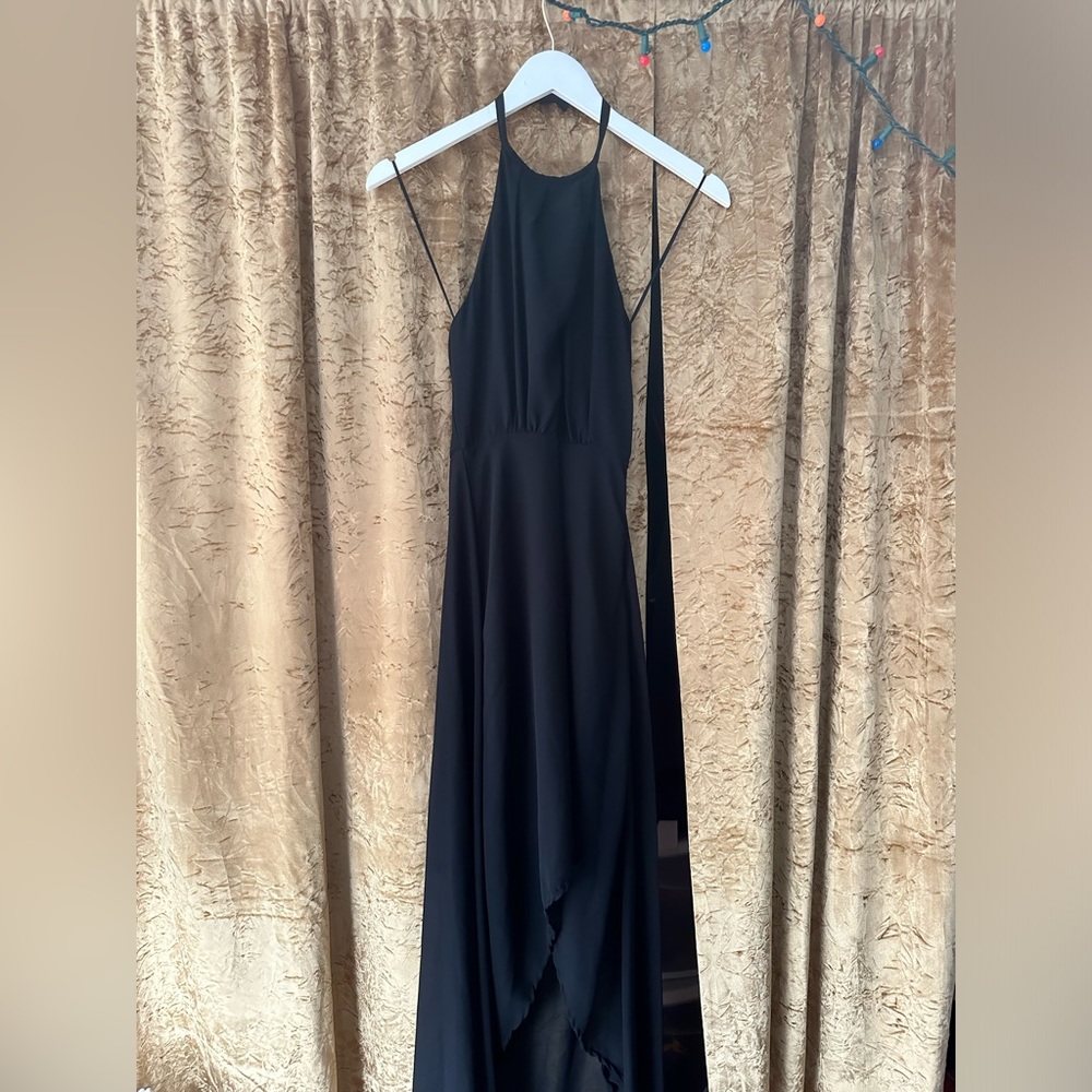 NWT- H&M Black Halter High-Low Midi Dress